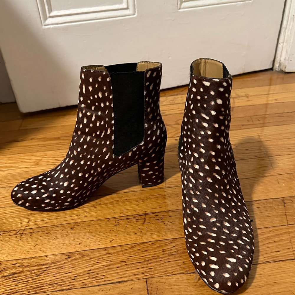 Calf hair heeled Chelsea boots / 9 MEDIUM / PEBBLE